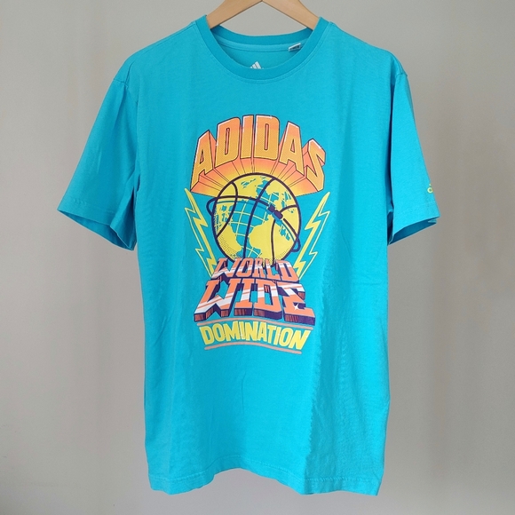 Adidas Graphic T-Shirt Basketball Size Small Blue - Picture 1 of 12